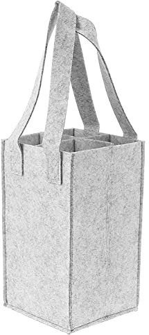 Flaschentasche 4 Flaschen,Filzmaterial Bottlebag Bierbeutel,Weinflasche Geschenk Tasche,Filztasche Flaschenträger Flaschenkorb,Wiederverwendbare Wein Halter Flasche für Ausflüge und Picknicks,Hellgrau