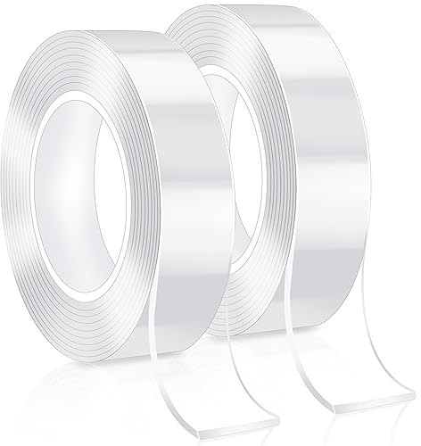 Bolatus 5 m transparent extra stark nanotejp dubbelsidig tejp avtagbar tunn för hem, kök, bil eller multifunktion (2 rullar)