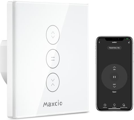 Maxcio Smart Switch Rolladenschalter, Rolladensteuerung Kompatibel mit Alexa und Google Home, Sprachsteuerung & Fernbedienung, Timer