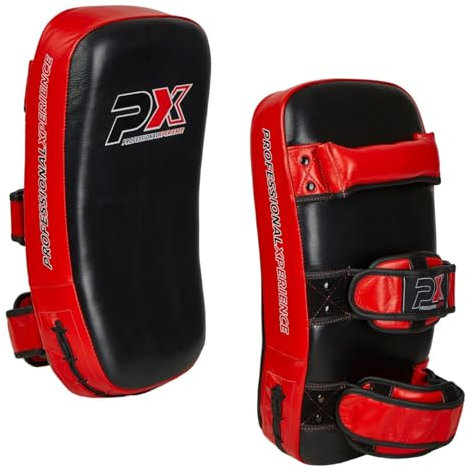 PX Thai Pad (Paar) - Arm Makiwara - Echtleder schwarz-rot - Schlagpolster, Pratze - Kickboxen, Thaiboxen