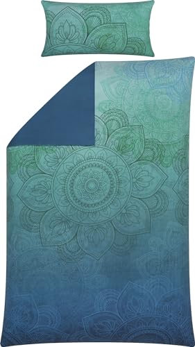 Erwin Müller Wendebettwäsche Mako-Satin türkis-blau Größe 1x 135x200 cm + 1x 40x80 cm
