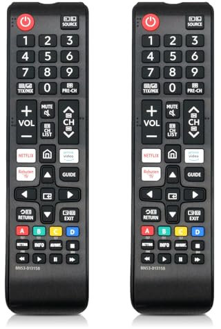 2 piezas de repuesto para mando a distancia Samsung universal con Netflix, botón Prime-Video Rakuten-TV compatible con todos los televisores inteligentes Samsung LED QLED SUHD UHD HDR LCD 4K Smart TV