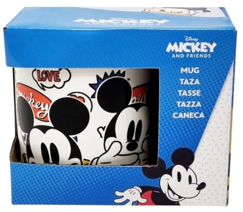 Disney Tazza Mickey Mouse Topolino Love Mug in Ceramica per Colazione Merende 24cl
