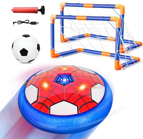 Spider Balón Fútbol Flotant Set, Recargable Pelota Futbol Aiño con Luces LED y Parachoques de Espuma, Porteria Futbol Inflable, cumpleaños para niños de 3 a 12 años