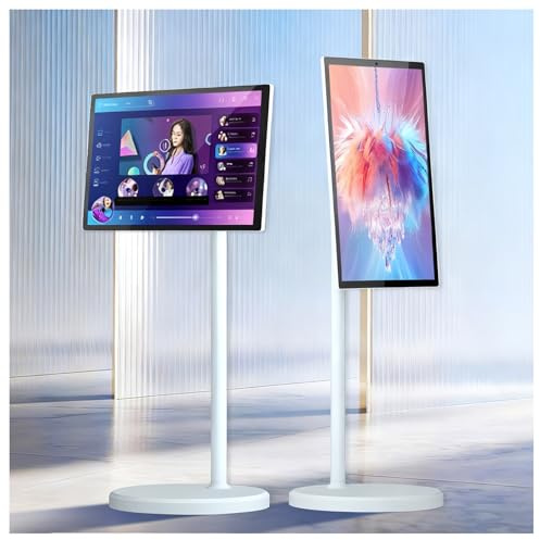 21,5/24/27/32 Pulgadas Pantalla Inteligente Portátil,Monitor Giratorio 1080p/4k Tv Con Pantalla Táctil Móvil,Tv Inalámbrica Con Pantalla Táctil Sobre Ruedas,Batería Incorporada 24IN-8+128GB(1080P)