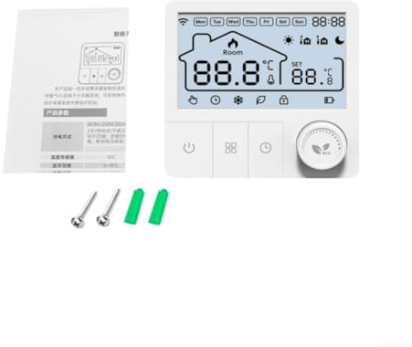Termostato de caldera de pared, interruptor de control de temperatura WiFi para calderas de gas Tuya, regulador con cable, montado en la superficie con panel de control remoto de aplicación (con WiFi)