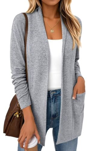 LILLUSORY Long Cardigans for Women UK Lightweight Sweaters Grey L