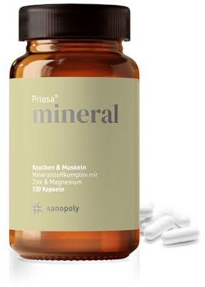 SANOPOLY Priosa® MINERAL 120 Kapseln I Zur Erhaltung von Knochen, Muskelfuntktion & Immunsystem I Alle Mineralien + Spurenelemente + Mikronährstoffe I Mineralstoff-Mix I Vegan
