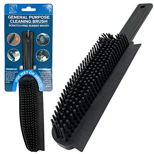 Spazzola professionale 2 in 1 per pulizia manuale con setole in gomma antigraffio - Ideale per la rimozione dei peli di animali da tappeti e tessuti - The Dustpan and Brush Store