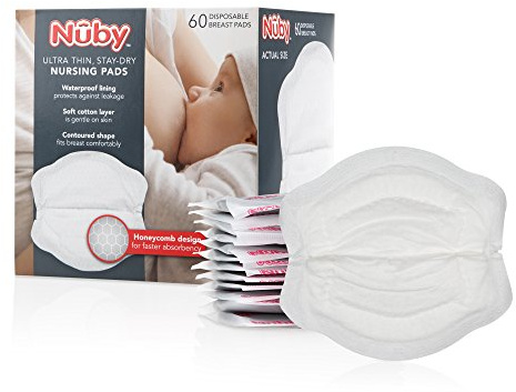 Nuby Stay-Dry Disposable 60 Piece Breast Pads, Honeycomb, Ultra-Thin
