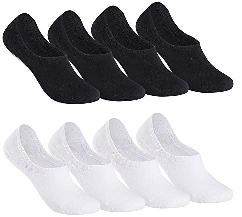 Falechay Sneaker Socken Damen Füsslinge Herren Sneakersocken 8 Paar Unsichtbare Ballarinas Socken Frauen schwarz weiß 39-42