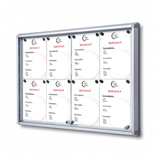 Danieli Store - Tablon de Anuncios con Certificación ESG de Vidrio Templado. Puertas Corredizas con Cierre con Llaves Incluidas. Magnética y Escribible