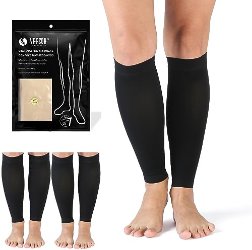 VARCOH Calze Compressione Graduata Donna, (2 paia) Fascia Polpaccio Compressione, Supporto solido Calze Compressione, indicato per gonfiore, esercizio fisico…