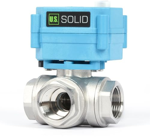 U.S. Solid Válvula motorizada 3 vías acero inoxidable: tipo L - eléctrica válvula con función manual, puerto estándar (3/4, AC110-230V)