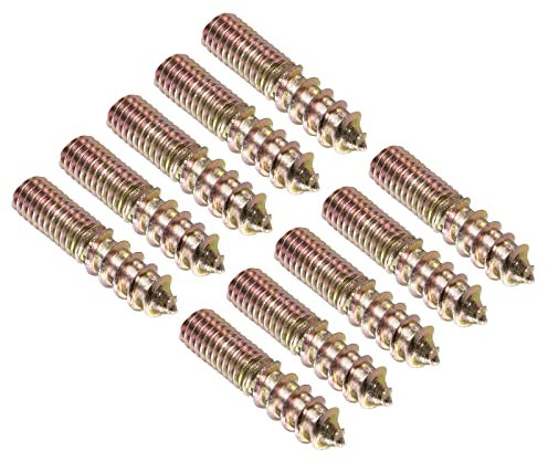 QUARKZMAN M6x30mm Cintre Boulon Vis Double Filetage x 10PCS Carbone Acier Double Tête Vis pour Canapé Jambes, [Bronzé]