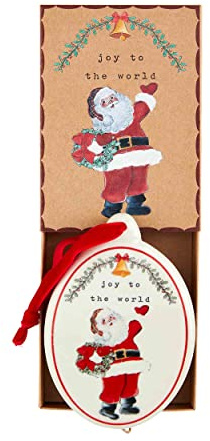 Mud Pie vintage julprydnad, glädje, 13 cm x 9 cm