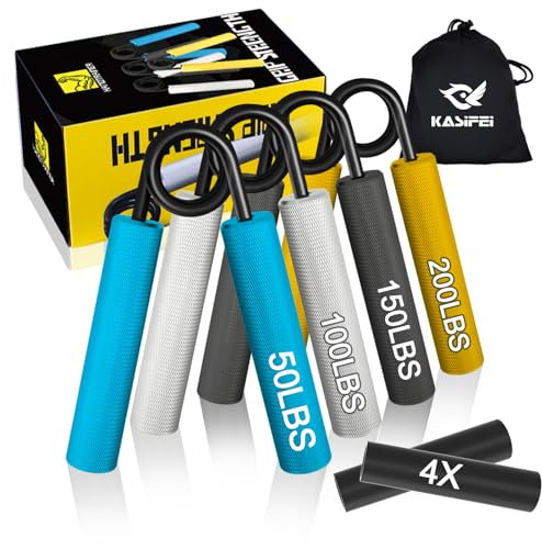 kasifei Metall Griffkraft Trainer, 4er Pack (22.5, 45, 67.5, 90kg) Handtrainer Unterarmtrainer, Handgriff Handgelenk Trainingsgerät, Fitnessgeräte für Zuhause
