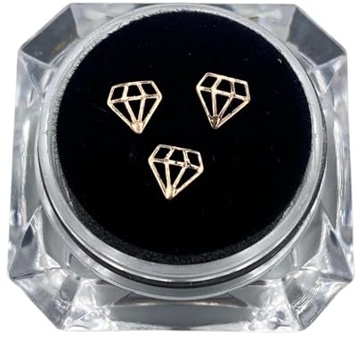 Professional Dental Teeth Gem Ornament Kit/Tooth Whitening Studs with Gold Crystal Diamond-Shaped - Teeth Jewels/Jewelry Decoration Material for Women, Men (3PCS/Box, 0.2x0.2in, No Glue)