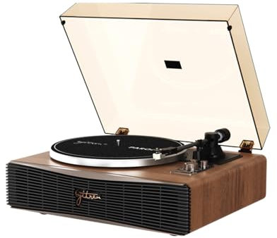 Syitren PARON Record Player Vintage Turntable for Vinyl Records with Built-in Speakers Bluetooth Retro Phonograph Wood Walnut
