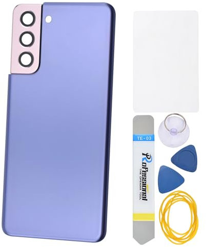 Double Sure Phantom Viola Plastica Posteriore Parte di Riparazione per Samsung Galaxy S21 S21 5G con Telaio Fotocamera Posteriore Lente di Vetro Adesivo Pre-tagliato e kit di strumenti