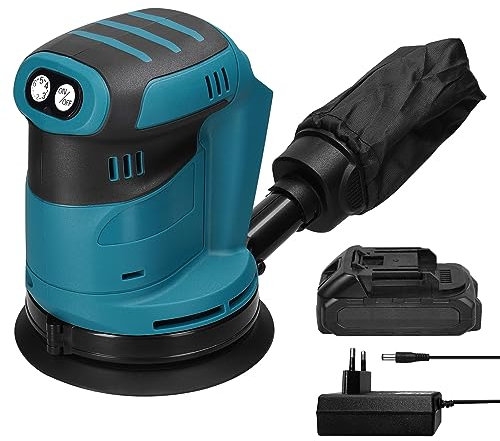 BLAIS Motor sin escobillas de 125 mm, lijadora orbital inalámbrica, amoladora de madera, pulidora de coche eléctrica, pulidora multifuncional de madera y metal, pulidora, lijadora, lijadora orbital