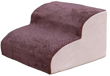 ＡＷＨＡＯ Escalier pour Chien à 2 Marches, Rampe Respirant et Lavable pour Animaux,25 x 29 x 37 cm, Veste Amovible et Lavable, Marche Pied en Éponge à Haute Densité pour Chien Chat, Café