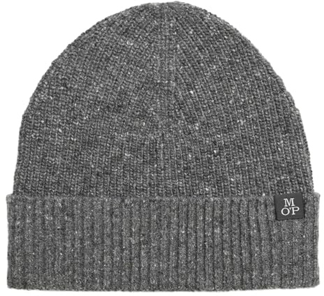 Marc O'Polo Herren Strickmütze aus Woll-Mix Beanie, Grau (Graphite Grey Melange), One Size