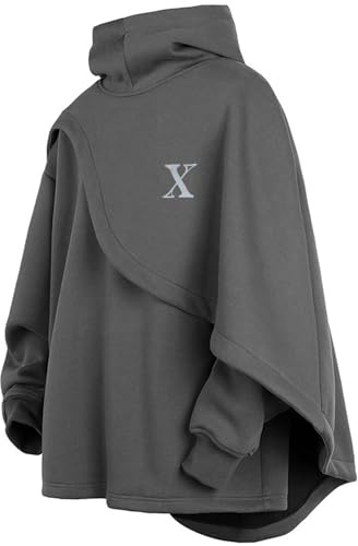 Covisoty Huvtröja Poncho Cape för Herrar, Hip Hop Tröja Med Huva, Unisex Casual Sporttröjor