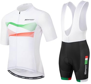 Msport cykelkläder set – komplett dräkt cykeltröja + hängselbyxor med 5D-gelstoppning anti-stöt, M05, XL
