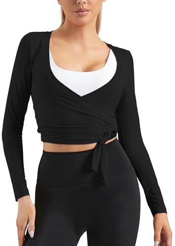 Mustcan Women's Tie Front Shrug Long Sleeve Bolero Cardigan Lightweight Cropped Twist Open Front Casual Short Shawl Tops-Black