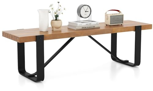 GIANTEX Banco de 2 Plazas, Banco de Entrada 153 cm, para 2 Personas, Bnco de Comedor con Marco de Metal, Barra de Soporte, para Cambio de Zapatos, Banco de Inferior para Salón, Dormitorio