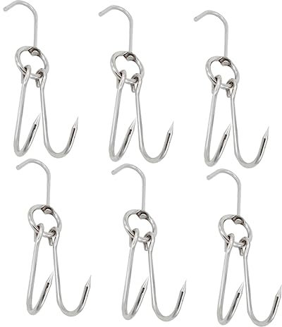 Ciieeo 6 Pièces Crochet À Rôtir Crochets De Rail À Viande Support Suspendu Pour Gril Crochets À Viande En Acier Inoxydable Crochet À e Rôti À e De Gril