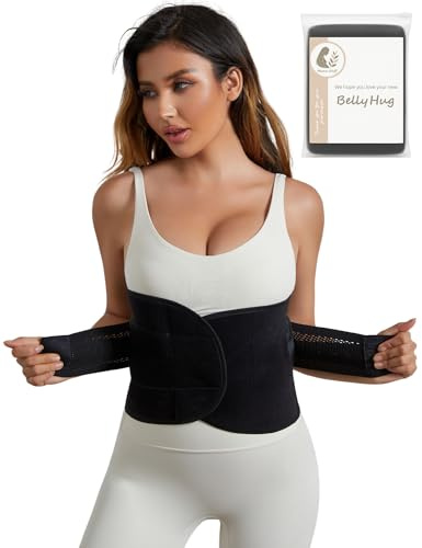 Mama Stuff BellyHug – Fascia Post Parto per Recupero Addominale | Pancera Contenitiva Ideale Dopo Cesareo, Compressione Regolabile e Traspirante (Nero, 2XL)