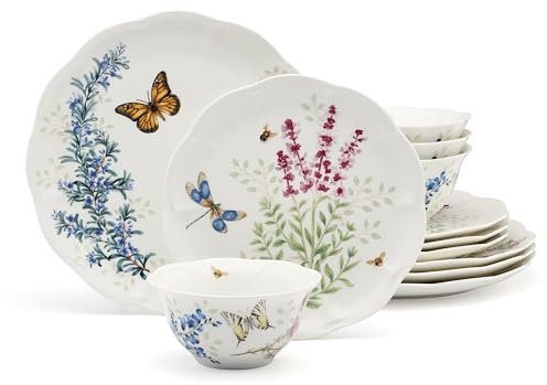 Lenox 897792 Butterfly Meadow Herbs 12-Piece Dinnerware Set