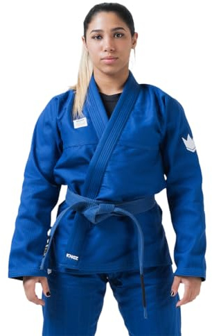 KINGZ Kore V2 Women’s Jiu Jitsu Gi – Blue, IBJJF Legal, Lightweight Kimono, Reinforced Stitching, Cord Drawstring