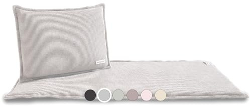 SAUNASOFA Ensemble Short - Coussin de sauna 2 places avec coussin et sangle de transport - Tapis de sauna pour cabine infrarouge et sauna classique - Lavable, respirant et fabriqué à la main en Europe