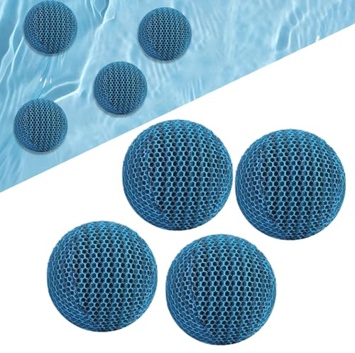 4 Pezzi Palline Filtranti per Piscina, 6 cm Schiuma Riutilizzabile per l'eliminazione di Palline di Spugna, Assorbitore di schiuma per vasca idromassaggio, per Assorbe Schiuma, Grasso Corporeo