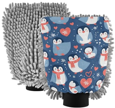 Pingouin Hiver Style Valentine Gant de Lavage Microfibre Anti-Rayures Gant De Lavage Pour Auto Éponges Pour Lavage De Voiture