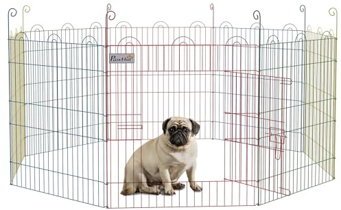 PawHut Parque Plegable para Perros de 8 Paneles Ø156x60 cm Multicolor