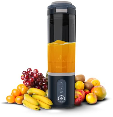 Cecotec Batidora de Vaso Portátil con 11,1V Power Titanium Shake2Go Dark. 180W, Vaso Tritan 600ml Libre BPA, 3 Programas Automáticos, Diseño Compacto, Smoothies Listos para Llevar