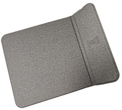 REITINGE Tappetino per mouse da 15 W per ricarica radio veloce, pieghevole, con LED intelligente in pelle PU
