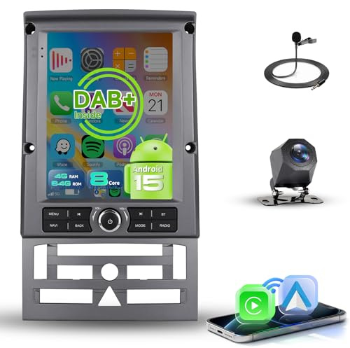 【8 Núcleo 4+64G】 Hodozzy Carplay Dab+/Dab Radio Coche para Peugeot 407 2004-2011,9.7 Pulgadas Autorradio Android con Pantalla Táctil con Android Auto/WiFi/GPS/RDS/FM/Bluetooth/USB/DSP