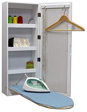 OUPAI MESAS Montado en la Pared Tabla de Planchar Plegable con Espejo Multi-función de Plegado Tabla de Planchar con estantes gabinete de Almacenamiento para el Dormitorio de la Sala de Estar