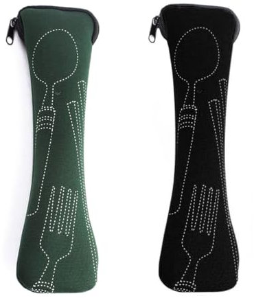 FDCGAS Bolsa para Cubiertos para Viajes - 2 pcs de Neopreno portátil, para Picnic, Cubiertos, Camping, vacío, niños, Escuela, Lavable, Cubiertos para IR,Estuche y Bolsa de Almacenamiento