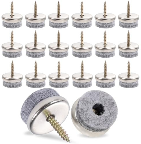 40 tornillos deslizantes de fieltro, 24 mm, deslizadores de fieltro para sillas, deslizadores de fieltro para muebles, protección del suelo con caja de plástico para muebles, laminados, parqué,