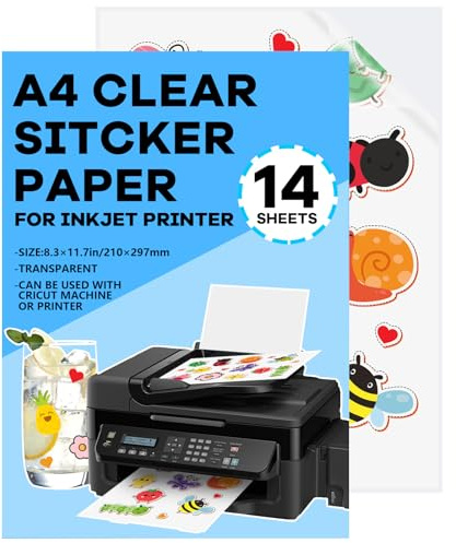 NICEIN® A4 Självhäftande folie klistermärken papper | transparent skrivarpapper, vattentät tryckbara självhäftande folier klistermärken för bläckstråleskrivare laserskrivare