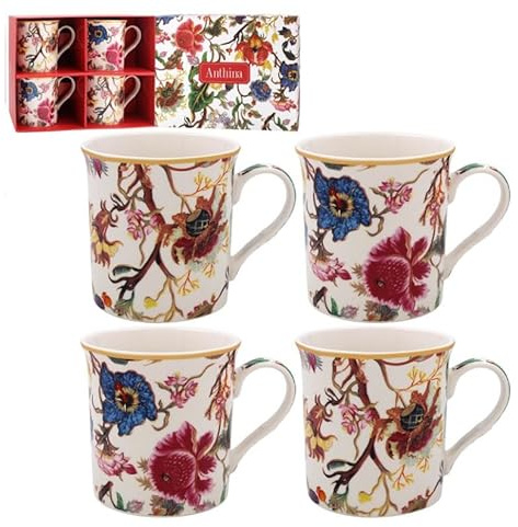 Mindre & Pavey Anthina muggar set med 4 | keramiska kaffemuggar set för hem eller arbete | Premium design muggar set för alla tillfällen | härliga muggar för te, kaffe och varma drycker