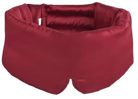 LOHAS Home Uthra-Large 100% natursilke sovmask 3D-skydd dubbelsidig mullbärssilke mörkläggande ögonmask, vinröd