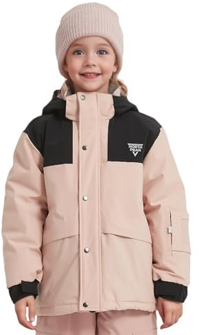 North Peak Kids Ski Jacket Waterproof Insulated Winter Snow Coat for Skiing Snowboarding Outdoor Girls Boys Jacket(14Y,Light Pink)