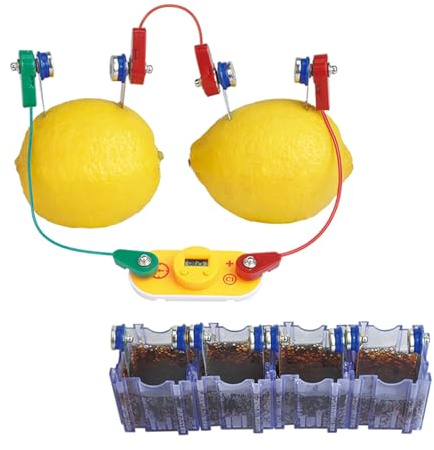 Hagemann Kit d'expérimentation de batterie au citron pour enfants à partir de 8 ans | Générer de l'électricité avec des fruits | Avec module LED, son et horloge | Kit de menthe pour l'école, les